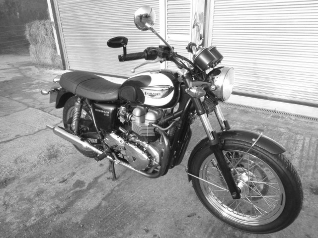 2004 Triumph T100 Bonneville – Blue, White & Red